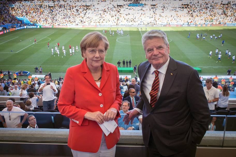 Mondiale Brasile 2014, Angela Merkel con il presidente tedesco Joachim Gauck a Rio de Janeiro per la finalissima Germania-Argentina (Olycom)
